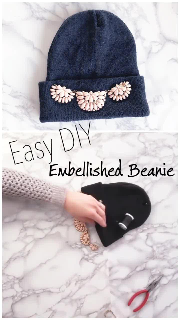 5 Min. DIY Beanie from Broken Jewelry - Creative Fashion Blog -   23 DIY Clothes Videos closet ideas