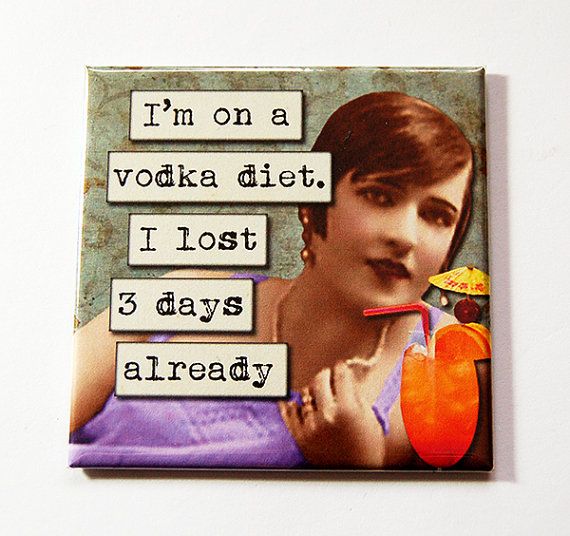 Funny Magnet, Vodka Magnet, Magnet, Vodka Diet, Retro, Kitchen Magnet, Fridge magnet, Humor, Funny Drink Magnet, Large Square Magnet (5282) -   8 diet Funny drinks ideas