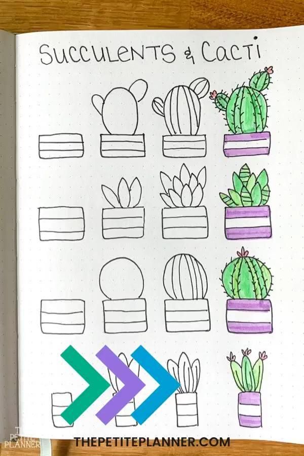 Step by Step Cactus Doodles -   16 fitness Journal doodles ideas
