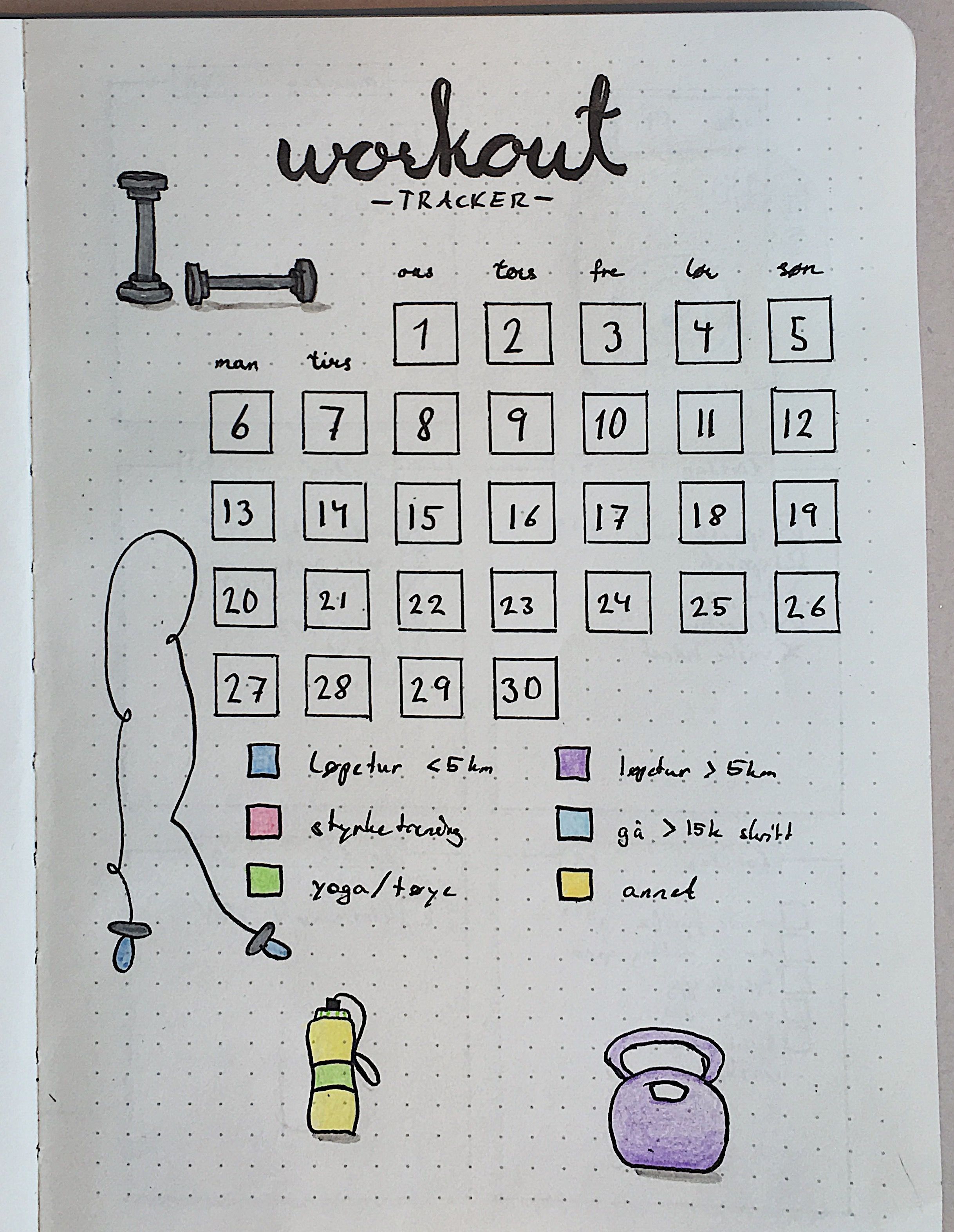 Bullet Journal cute simple workout tracker -   16 fitness Journal doodles ideas