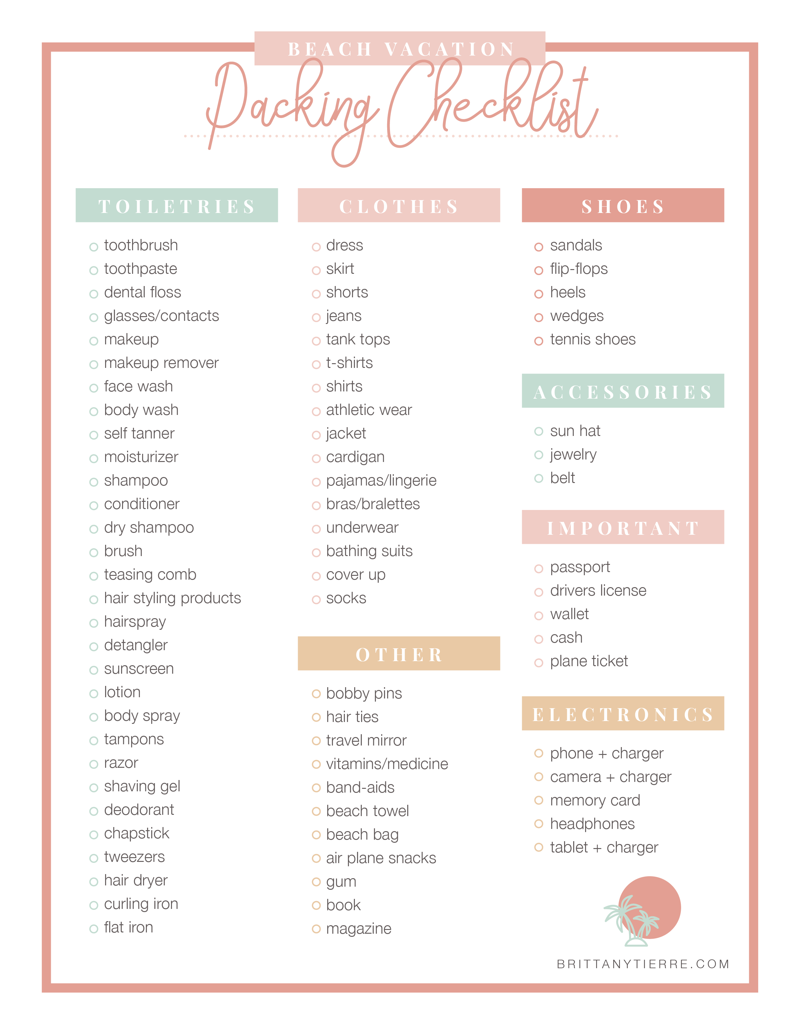 Beach Vacation Packing Checklist -   16 holiday Checklist clothes ideas