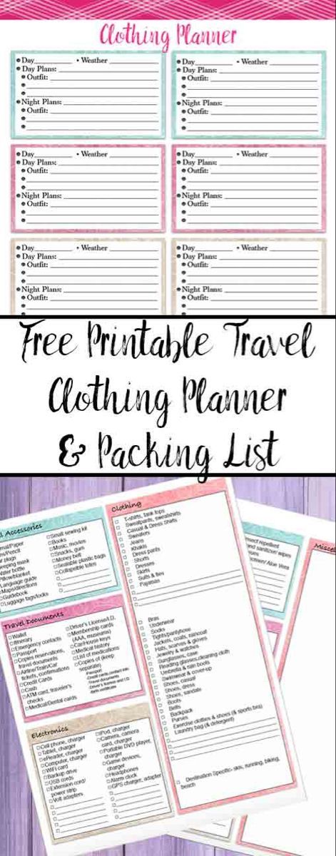 Free Printable Vacation Clothing Planner (Day/Night) & Travel Packing List -   16 holiday Checklist clothes ideas