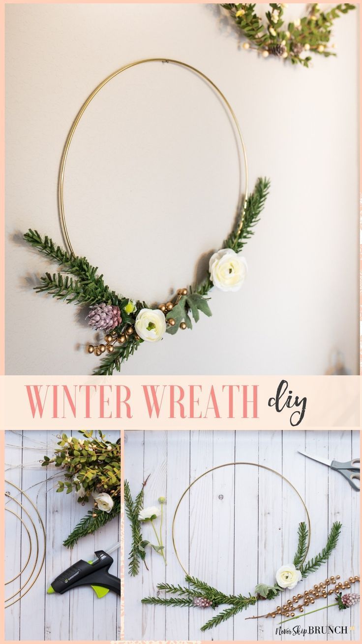 DIY Holiday Wreath: How to make a Gold Hoop Christmas Wreath » NEVER SKIP BRUNCH -   17 holiday Wreaths gold ideas