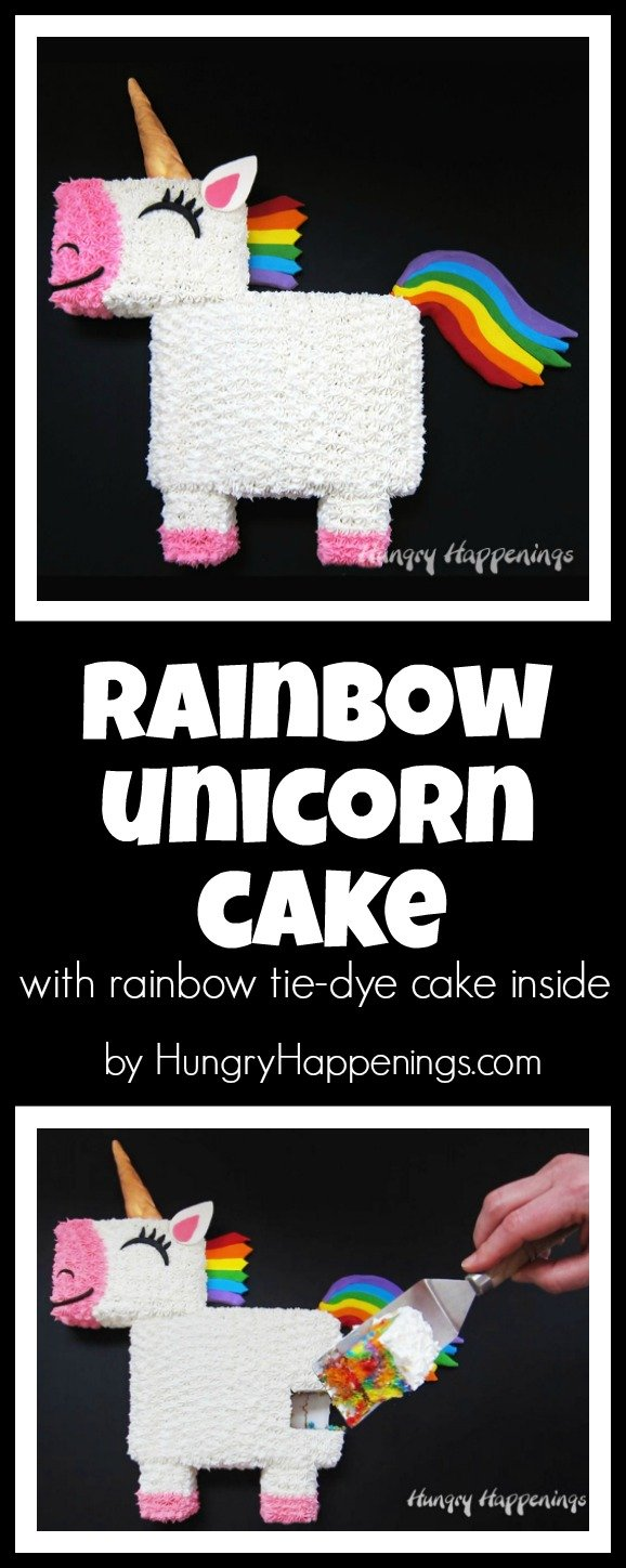 Rainbow Unicorn Cake with Tie-Dye Rainbow Cake Inside -   18 cake Unicorn tie dye ideas