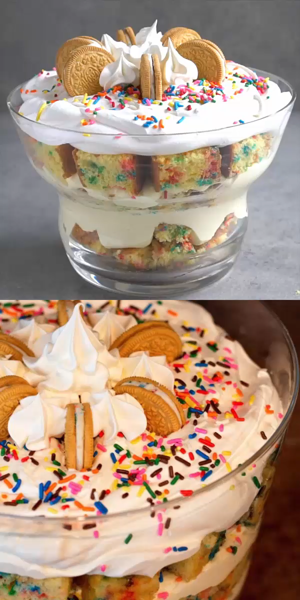 Birthday Cake Funfetti Trifle VIDEO -   18 desserts For Parties crowd pleasers ideas
