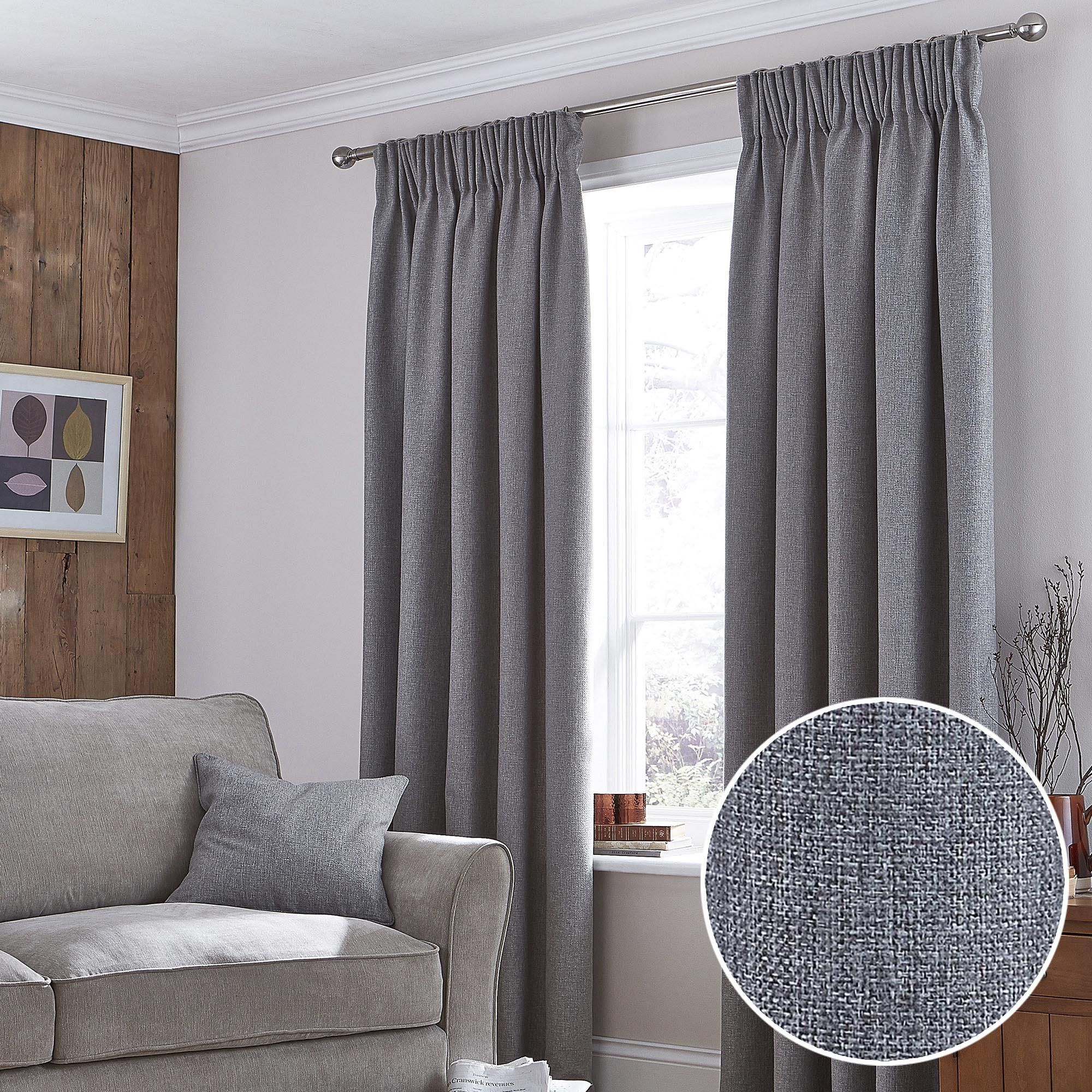 Jennings Grey Thermal Pencil Pleat Curtains -   18 room decor Grey curtains ideas