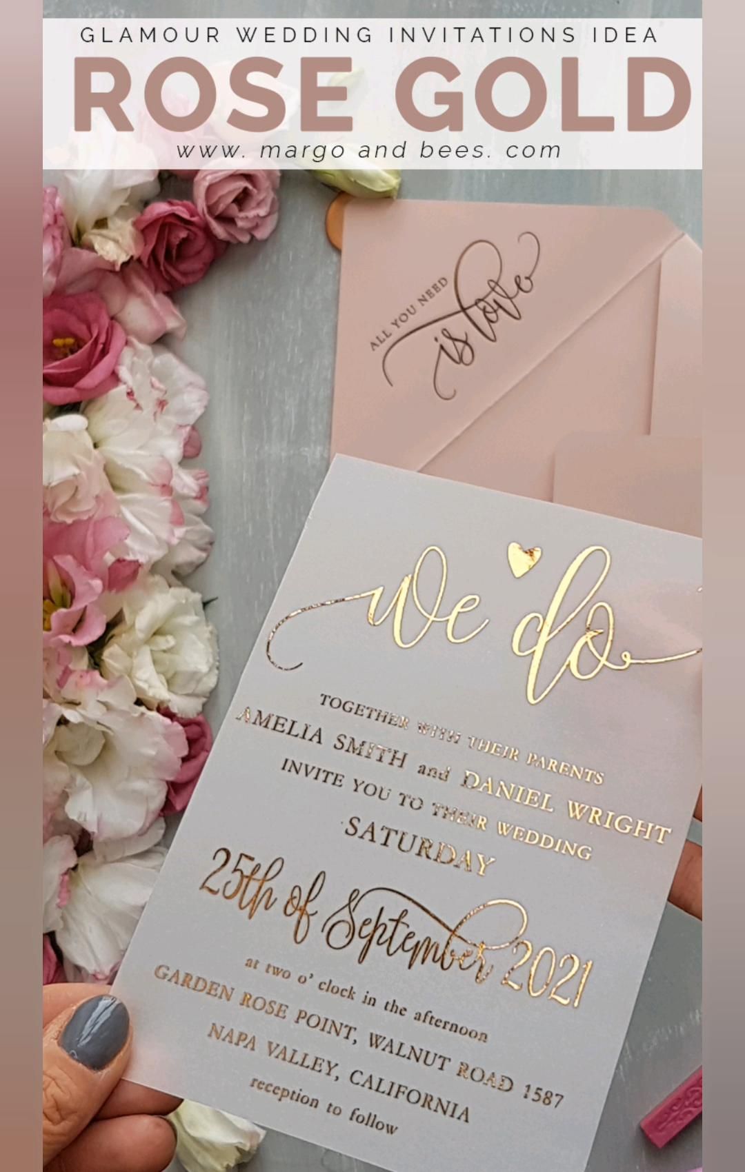 Rose Gold wedding invitations -   18 wedding Invitations pink ideas