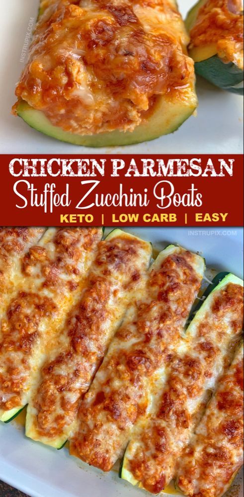 Low Carb Chicken Parmesan Stuffed Zucchini Boats -   18 zucchini boats ideas