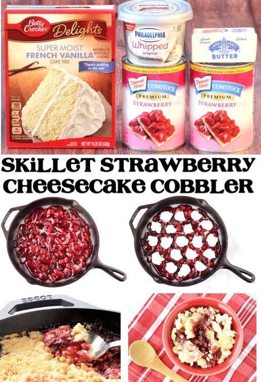 Skillet Strawberry Cheesecake Dump Cake! {Just 4 Ingredients} -   19 desserts Summer unique ideas