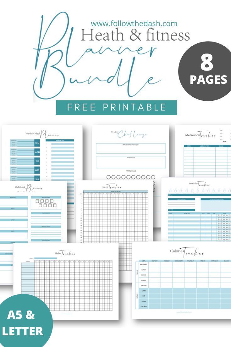 Fitness & Health Planner Bundle - Free Printables -   19 fitness Goals planner ideas