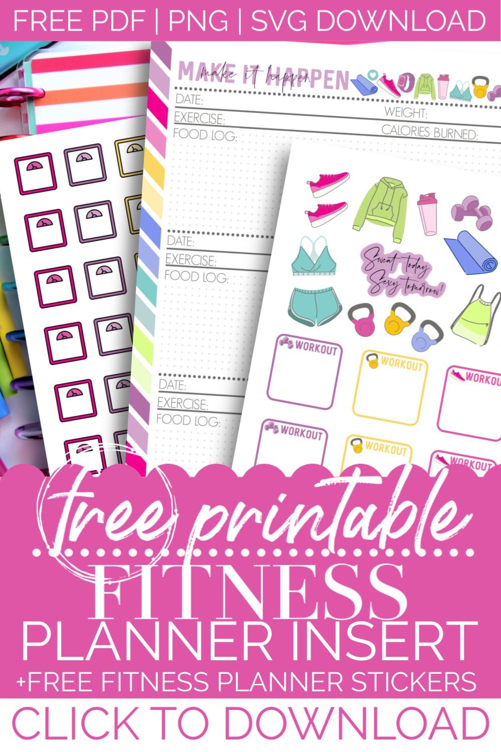 FREE Printable Happy Planner Fitness Planner Tracker Insert to CRUSH Your Health Goals! -   19 fitness Goals planner ideas