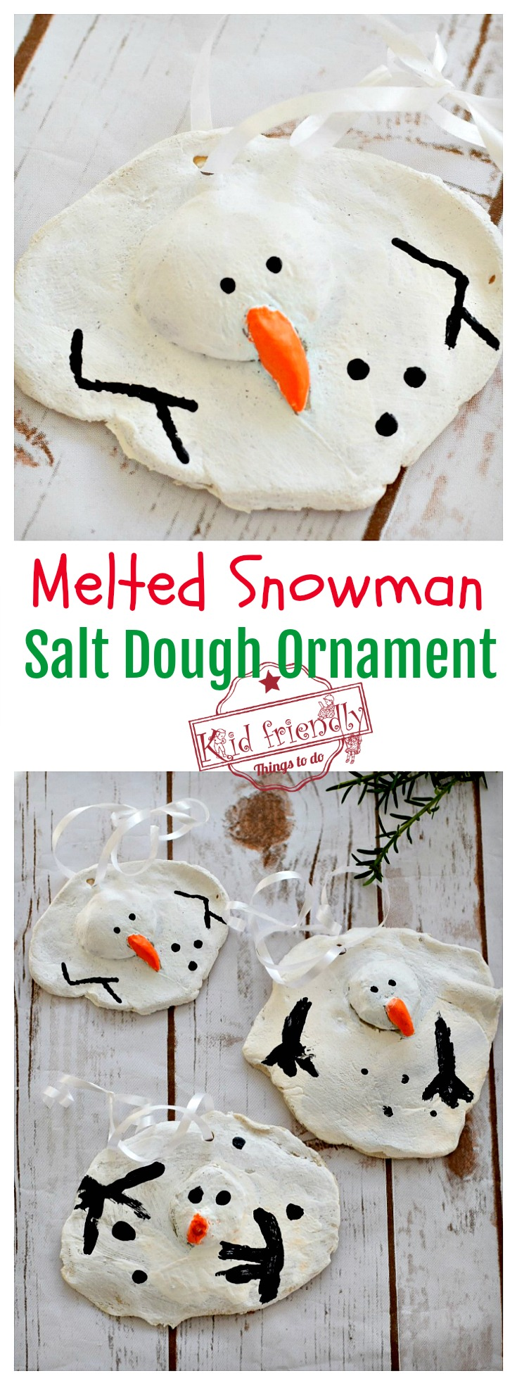 A DIY Melted Snowman and Candy Cane Salt Dough Ornament Idea and Recipe for Christmas with Kids -   19 holiday Art salt dough ideas