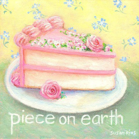 Small Piece on Earth Cake 5x5 ORIGINAL art print | Etsy -   19 small cake Drawing ideas