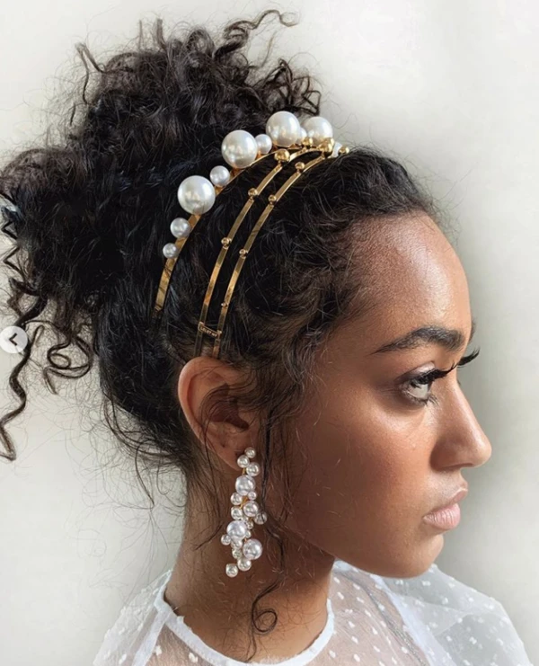 Mega Drop Pearl Headband -   22 trendy hairstyles For Black Women ideas