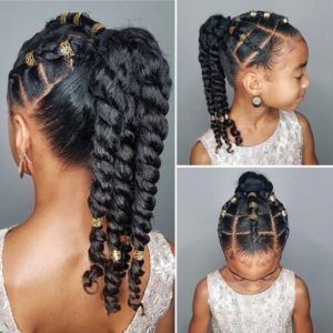 Natural hair updo styling for black women to style their hair at home. -   14 hairstyles For Kids curly ideas