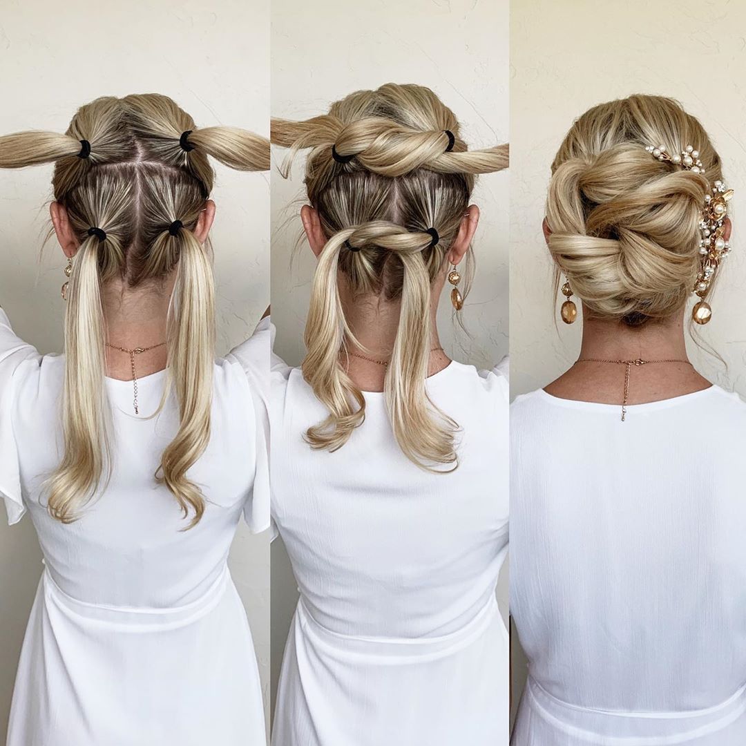 KellGrace's Instagram post: “Step by step of my famous Figure 8 technique (2 ponytails). Except in this look I doubled the Figure 8 technique (4 ponytails). Remember to…” -   16 hairstyles Step By Step updo ideas