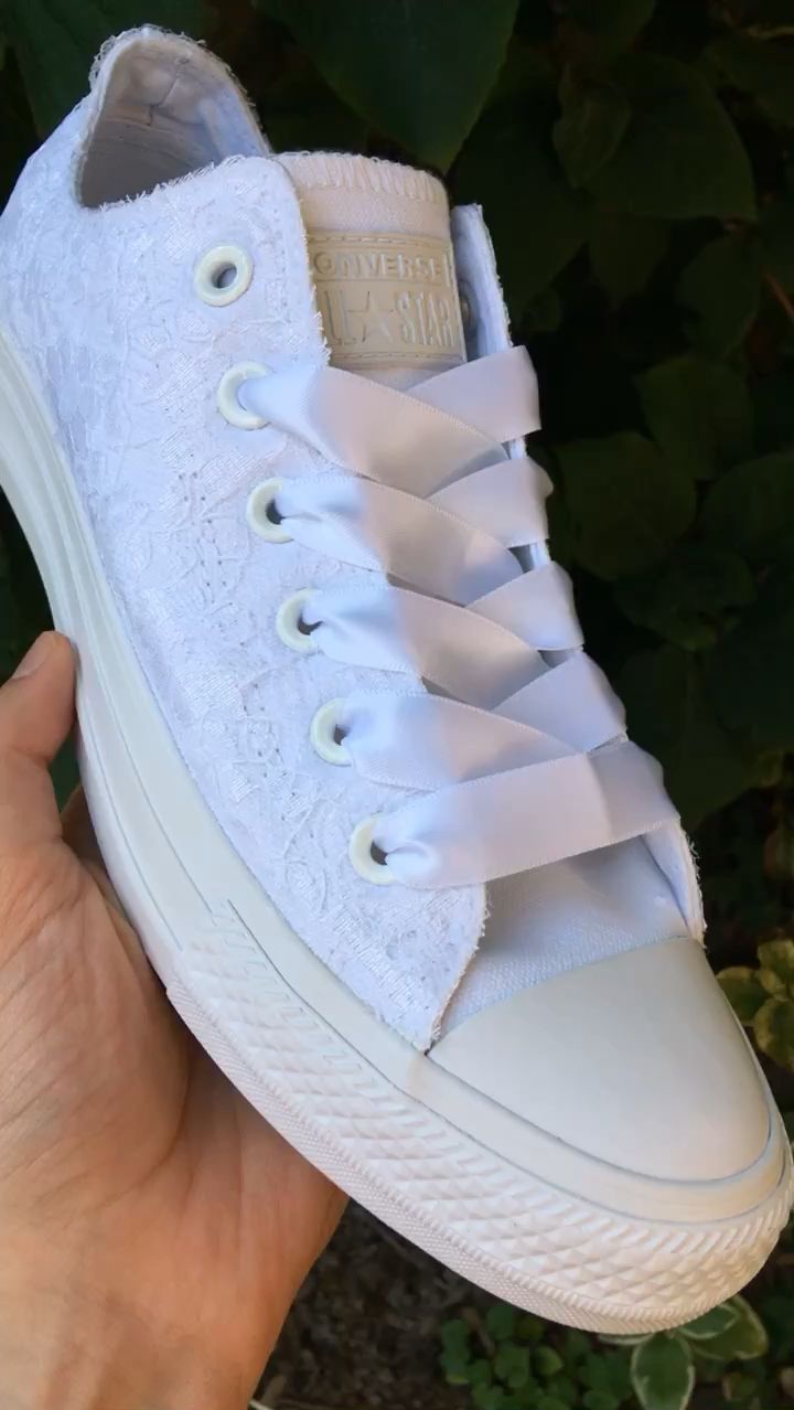 White Lace Covering Wedding Converse -   18 comfy wedding Shoes ideas