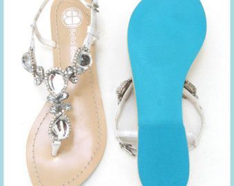 Something Blue Sole Wedding Shoes Sandals with gold Jewel Crystal Destination Beach Wedding Bohemian Bella Belle Luna -   18 comfy wedding Shoes ideas