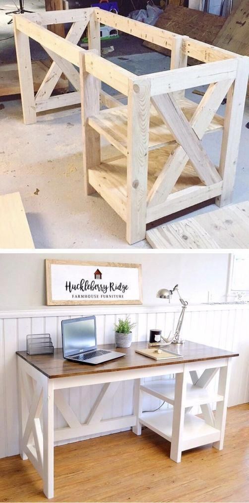 Farmhouse X Office Desk -   18 diy desk ideas