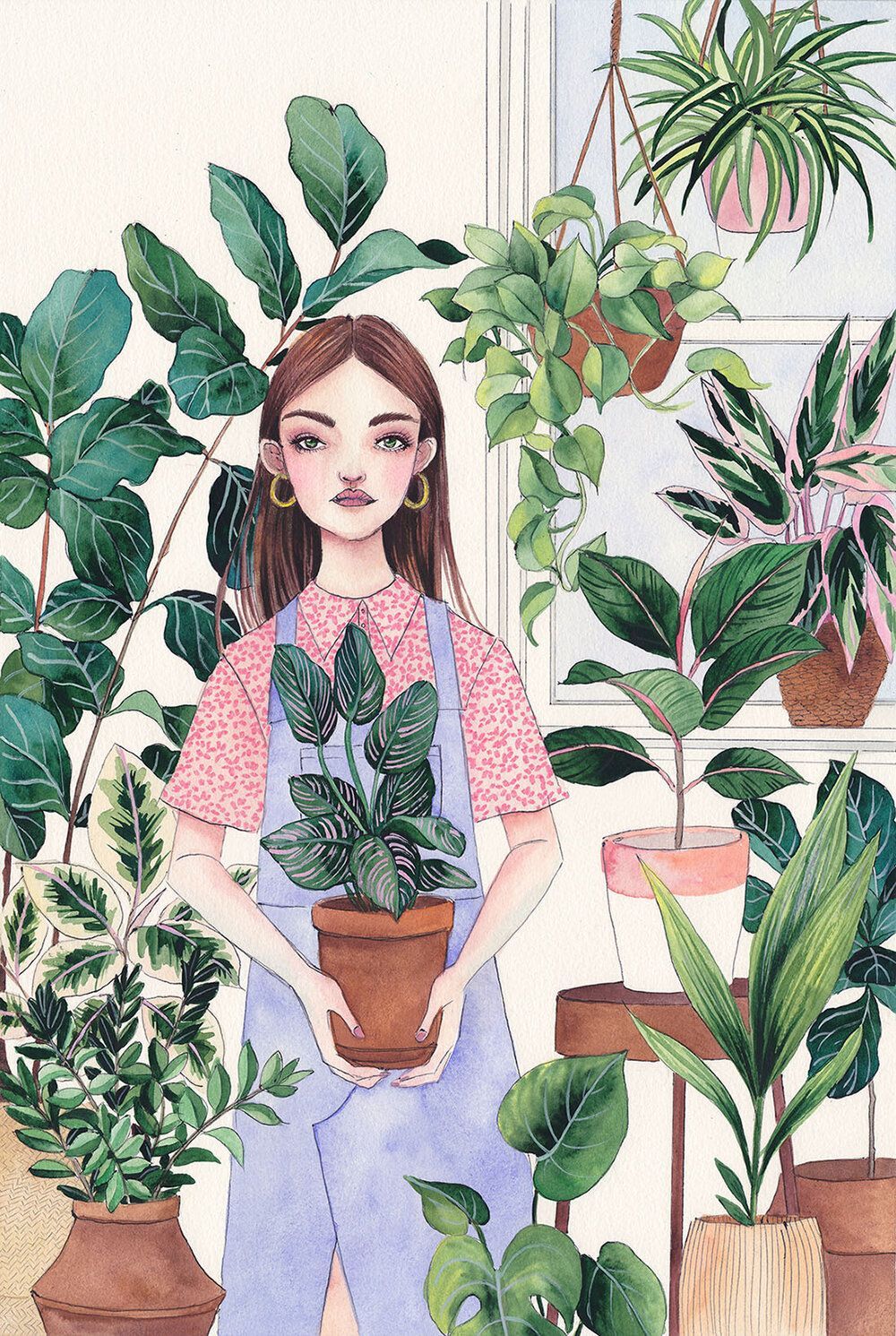 Plant Lady, watercolor illustration — Camila Cerda -   18 planting Illustration paintings ideas