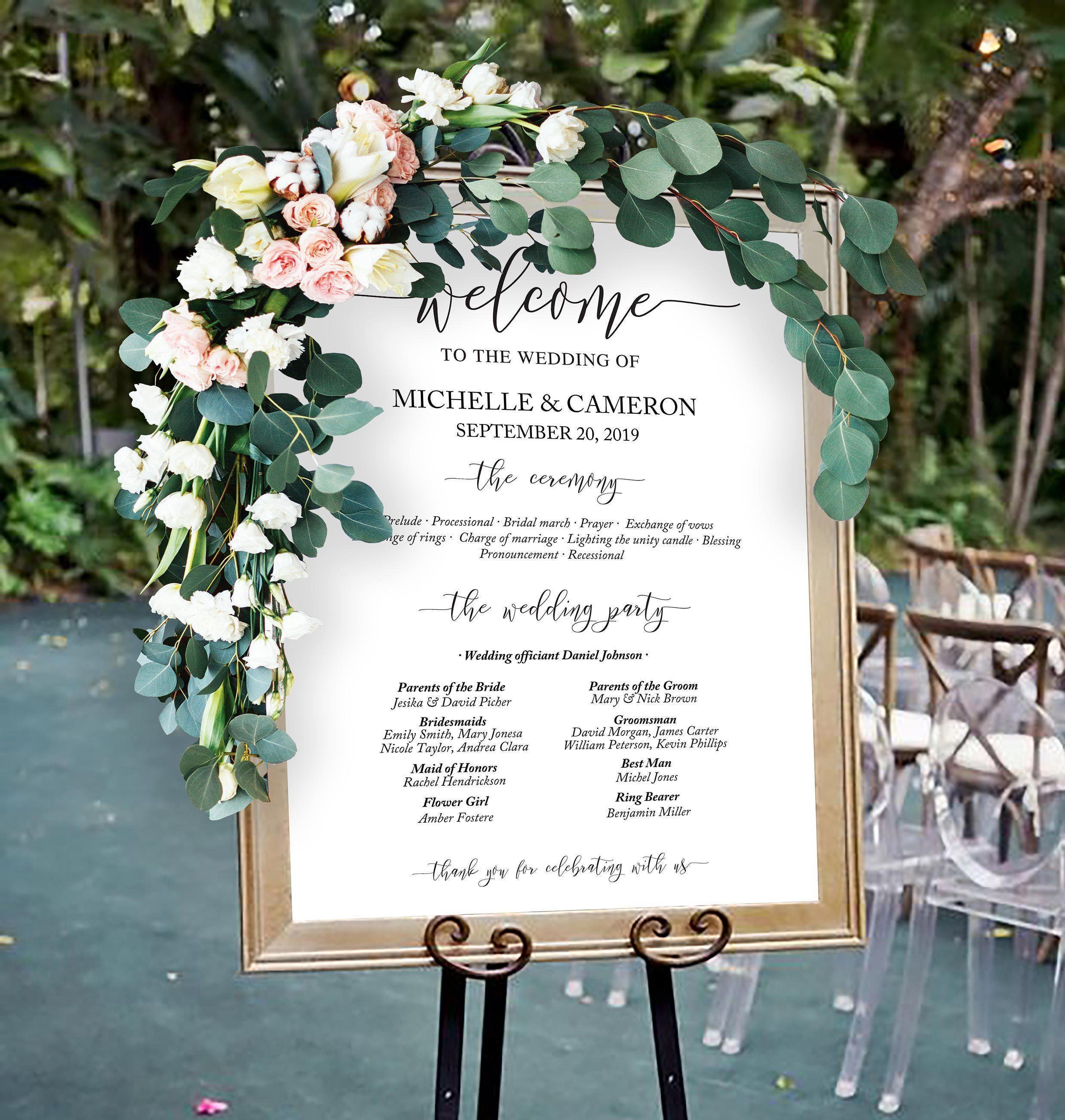 wedding program sign, welcome sign wedding, Welcome Wedding Sign, wedding party sign, wedding welcome sign printable, PDF Instant Download -   18 wedding Party sign ideas