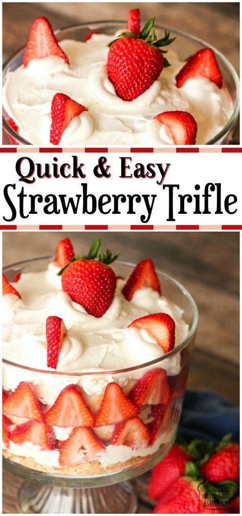 EASY STRAWBERRY TRIFLE RECIPE - Butter with a Side of Bread -   19 desserts Strawberry trifle ideas