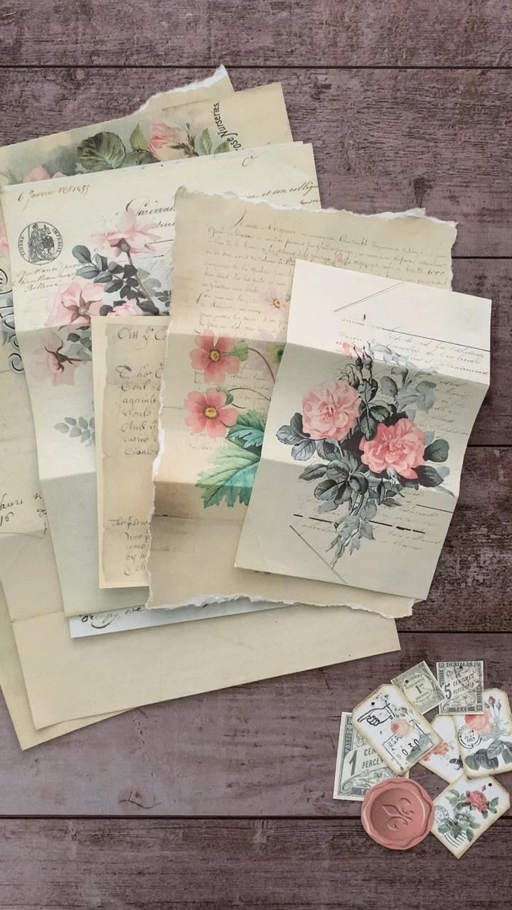 Roses & Letters Junk Journal Paper Stack Kit | My Porch Prints -   19 diy Paper print ideas