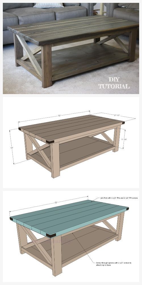 DIY Rustic X Coffee Table Tutorial-Free Plan -   19 diy projects Awesome coffee tables ideas