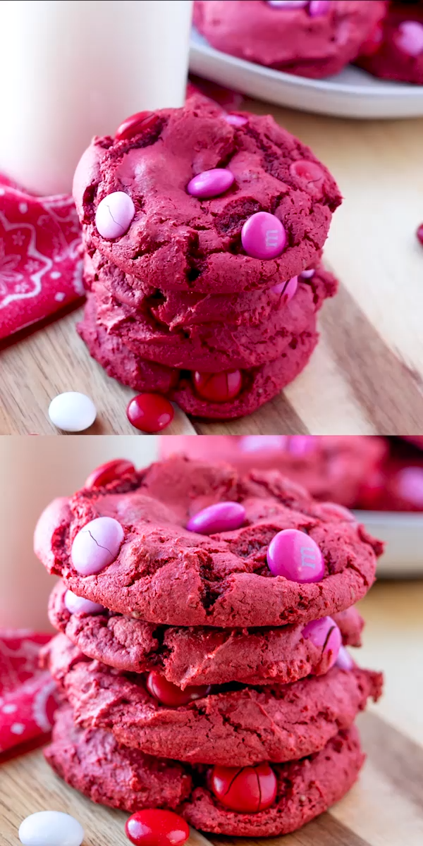 Red Velvet M&M Cake Mix Cookies » Persnickety Plates -   19 valentine desserts For Kids ideas