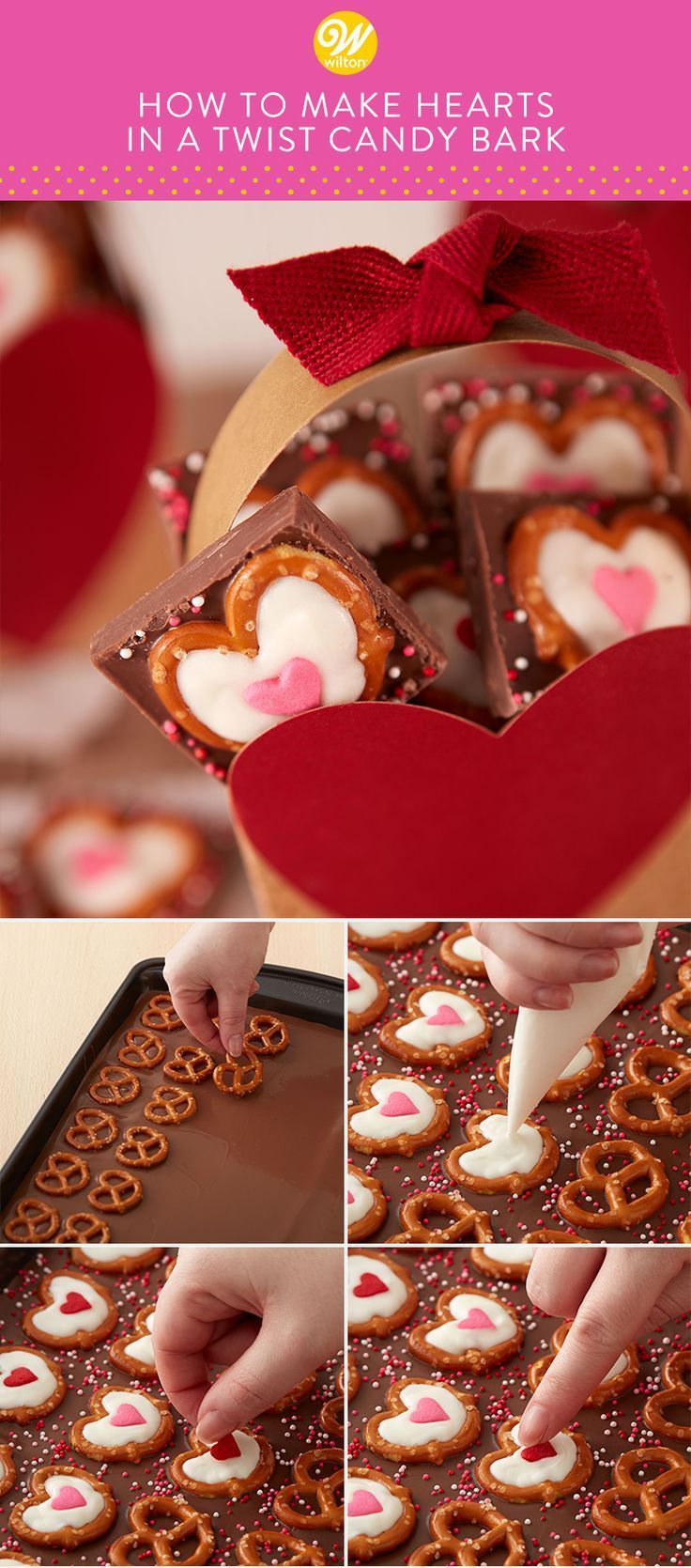 Hearts in Twists Candy Bark -   19 valentine desserts For Kids ideas