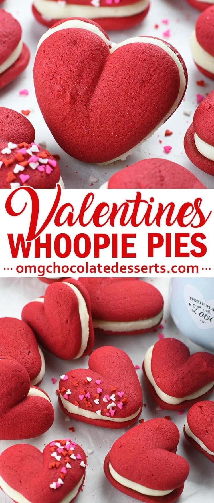 Heart-shaped Valentine's Red Velvet Whoopie Pies -   19 valentine desserts For Kids ideas