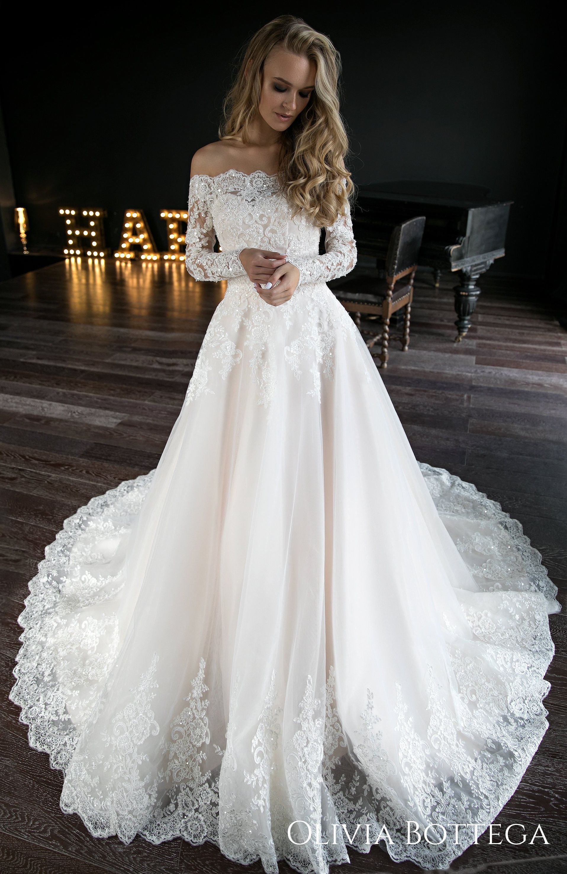 A line wedding dress Olivia by Olivia Bottega. Wedding dress off the shoulder -   19 wedding Dresses 2018 ideas