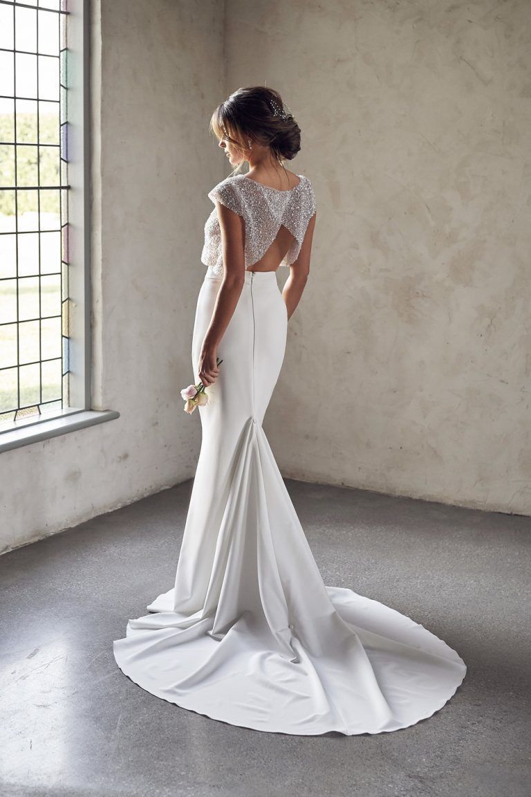 Cap Sleeve Illusion Neckline Two Piece Sheath Wedding Dress With Beaded Top | Kleinfeld Bridal -   19 wedding Dresses 2018 ideas