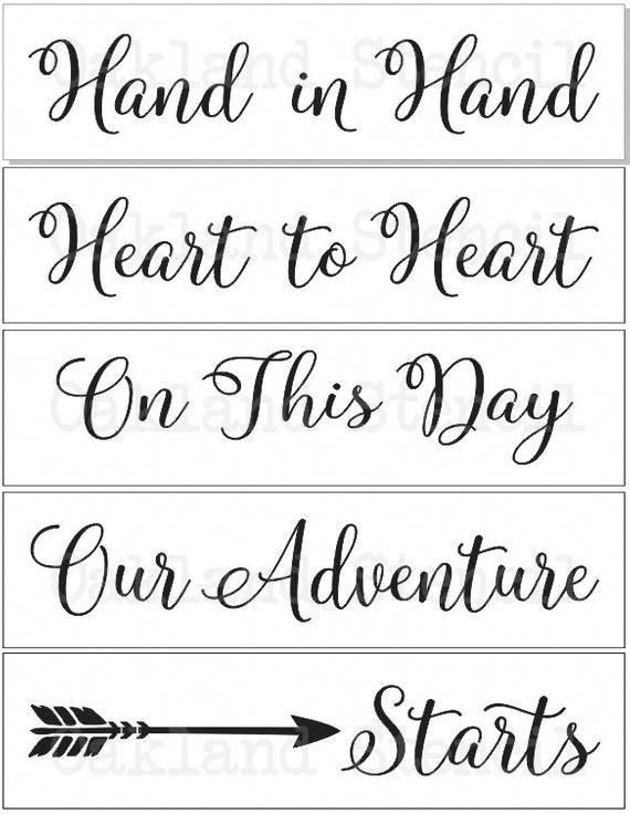 Wedding STENCIL**Hand in Hand Heart to Heart...**Set of 5 separate stencils** for Painting Signs Pallets Airbrush Canvas Crafts DIY -   19 wedding Quotes for cards ideas