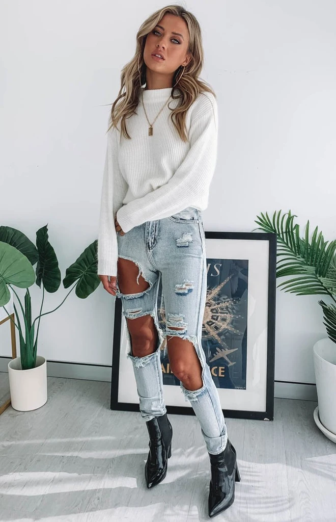 Zane Ripped Jeans Blue -   14 fall casual outfits for women 2020 ideas
