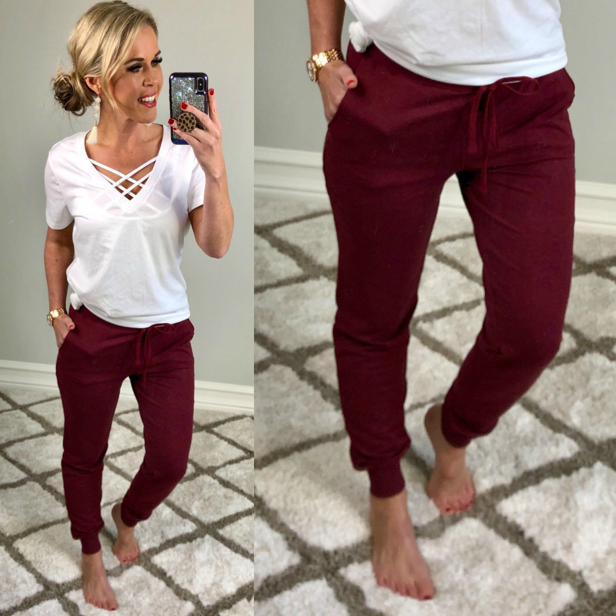 Burgundy Pocket Joggers -   18 fall outfits 2020 for women over 50 ideas