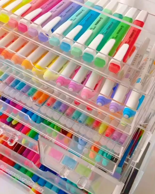 Highlighter acrylic case drawers -   19 diy Art storage ideas