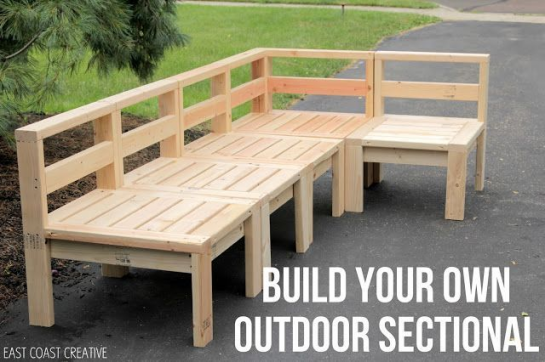 How to Build an Outdoor Sectional {Knock It Off} -   19 diy Outdoor deck ideas