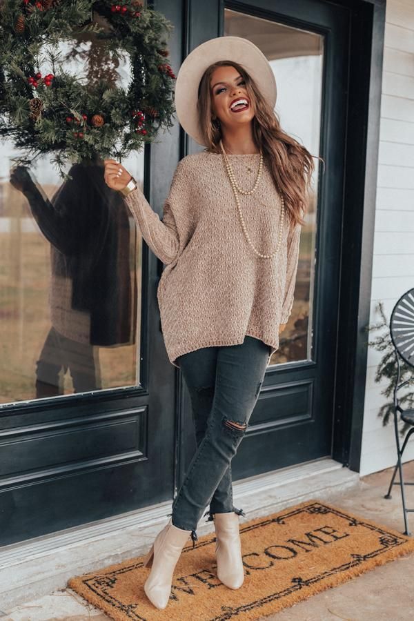 Cozy By The Fire Chenille Sweater in Iced Latte -   cozy style Autumn