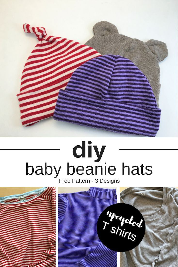 Diy Baby Beanie Hats from Recycled T shirts -   diy Baby hat