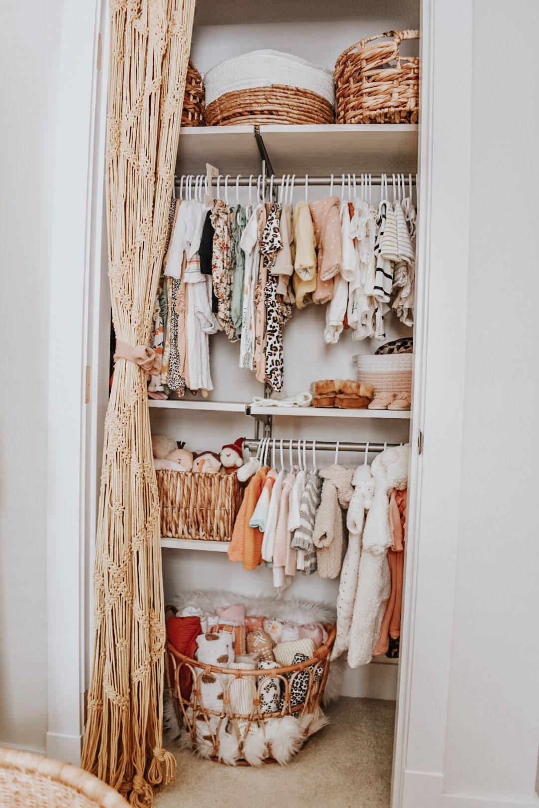 Nursery Closet Organization in Boho Nursery -   diy Baby nursery