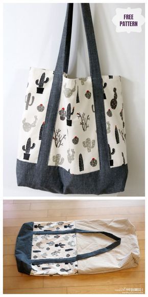 DIY Double-Sided Fabric Eco Shopping Bag Free Sewing Pattern -   diy Bag shopping