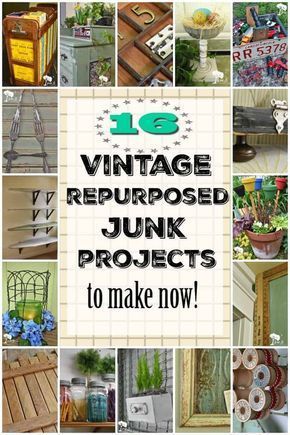 16 vintage repurposed junk projects for the DIY decorator or seller. -   diy Decorations recycle