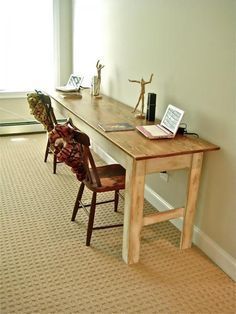 Narrow Farmhouse Table -   diy Desk long