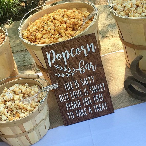 Popcorn Bar Sign, Wedding, Party, Wooden Sign, 