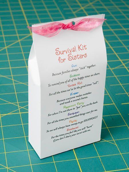 Survival Kit for Sisters - Printable PDF -   diy Gifts for sisters