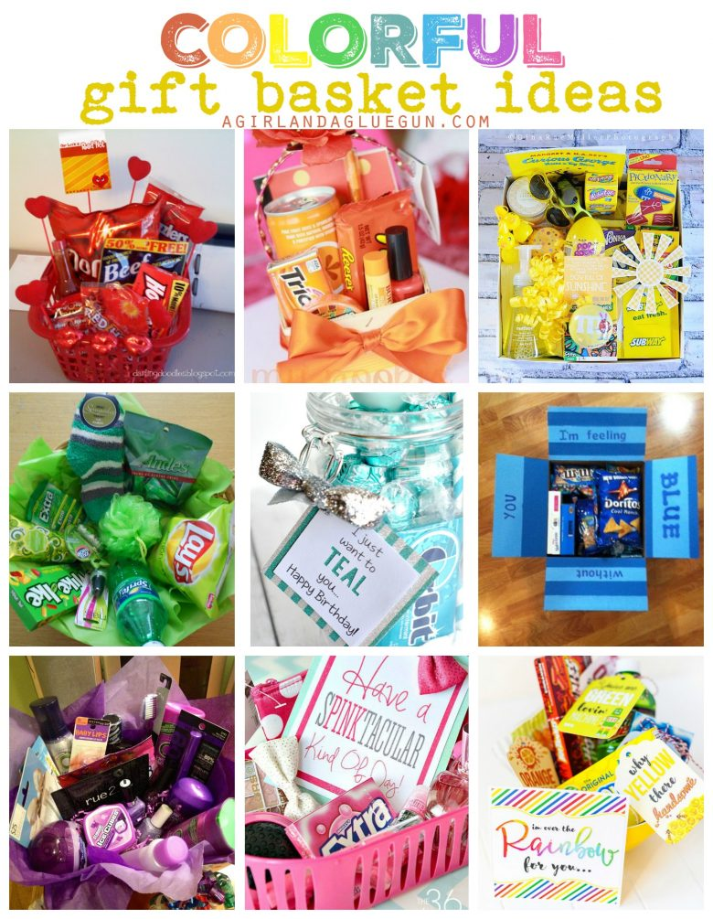 Colorful gift basket ideas! - A girl and a glue gun -   diy Gifts for sisters