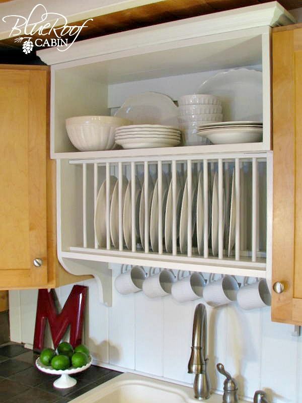 Upgrade Cabinets by Building a Custom Plate Rack Shelf -   diy Kitchen rack
