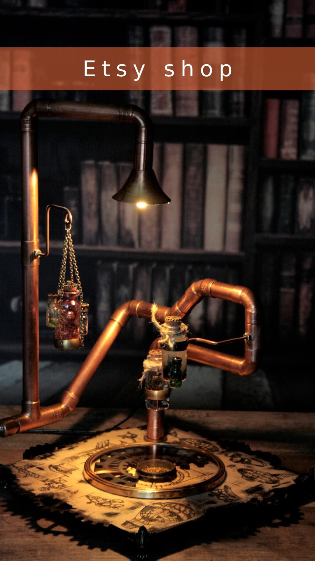Steampunk lamp Jules Verne/Industrial desk lampr -   diy Lamp videos