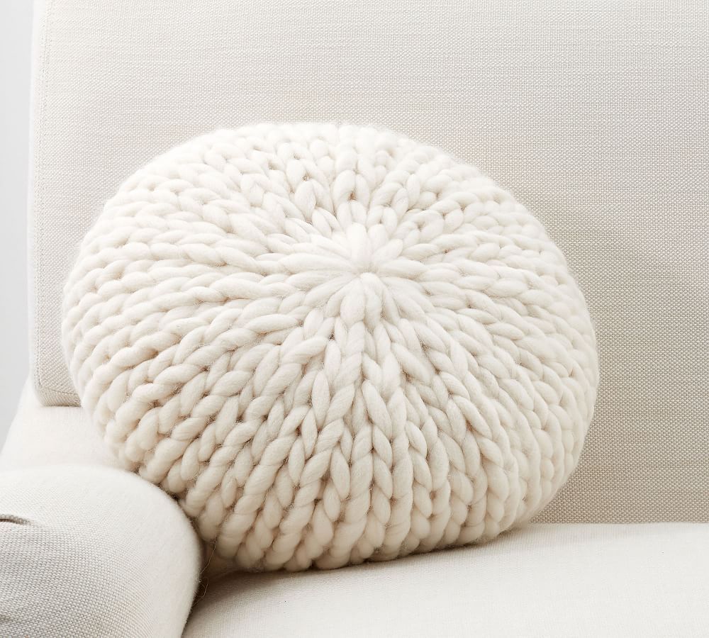 Cozy Handknit Round Pillow, 15